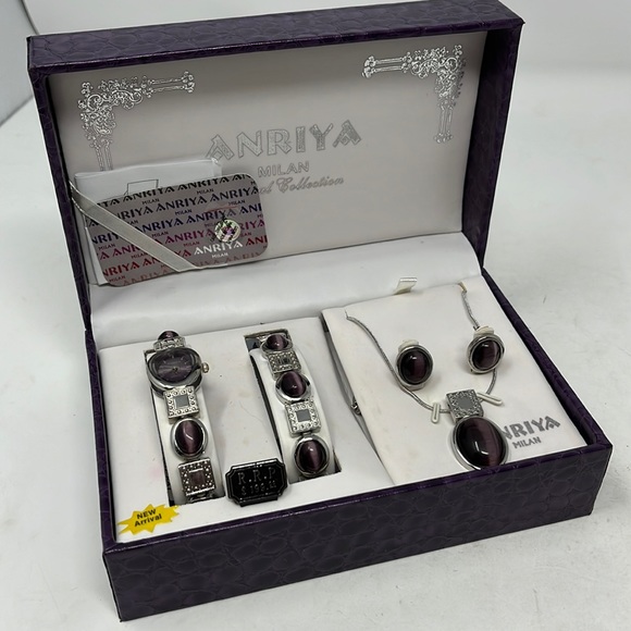 ANRIYA MILAN PURPLE OPAL COLLECTION WATCH BRACELET EARRINGS NECKLACE - Picture 1 of 12